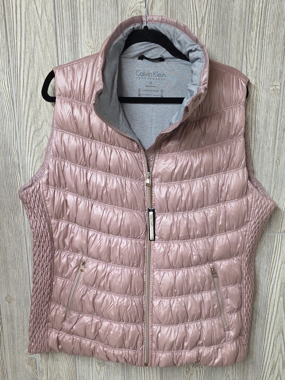 Calvin Klein Performance Pink Premium Down Puffer Vest Womens Size 2X NWT